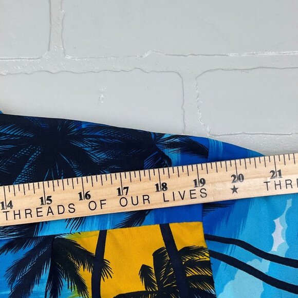 Rai Nani Shirt Men XLarge Blue Yellow Hawaiian Palm Aloha Camp Sun Palm Boat VTG - Picture 6 of 8